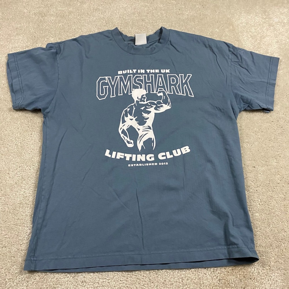 Gymshark Shirt Mens M Blue Built in the Gym Graphic Cotton T-Shirt Workout